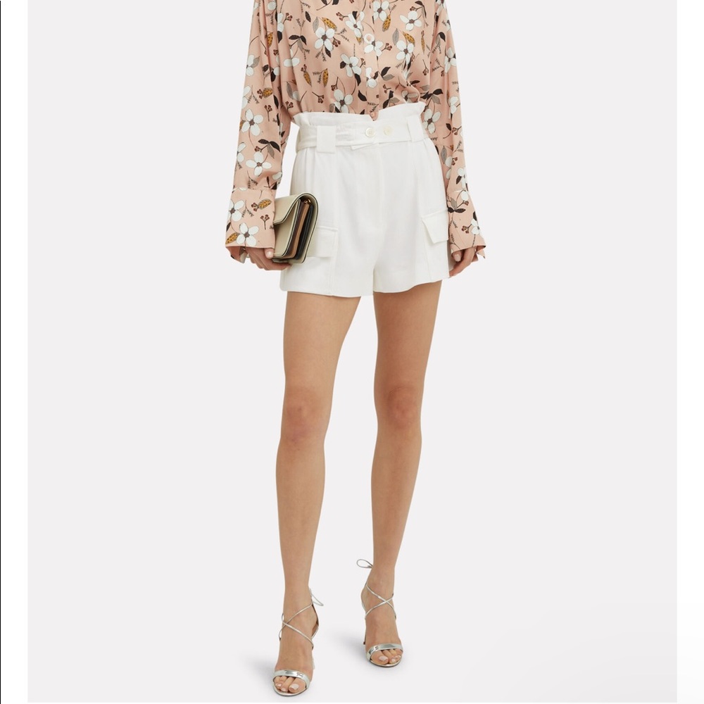 10 Crosby Derek Lam white silk paper bag shorts
